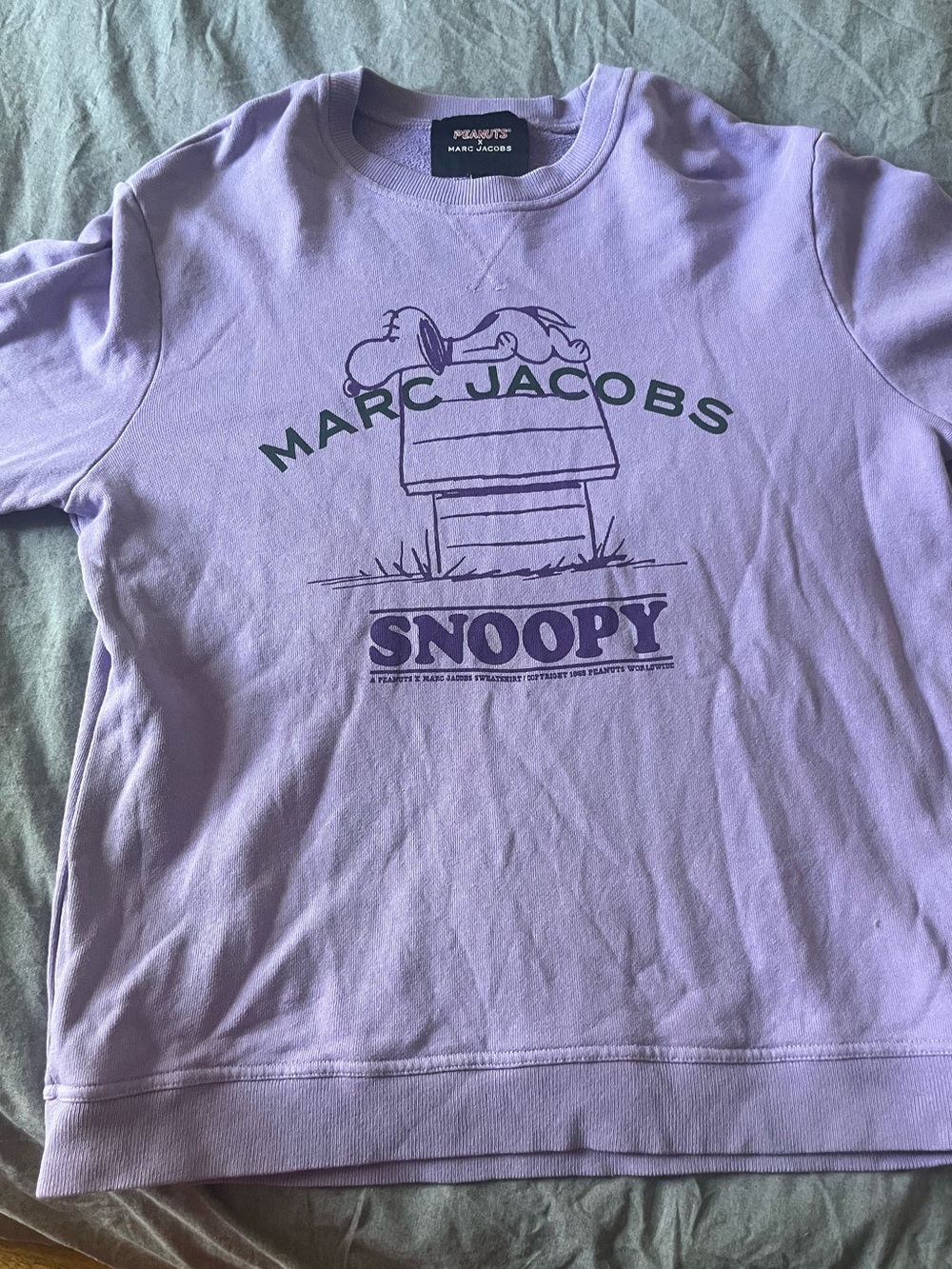 Marc Jacobs Lilac Snoopy Crewneck Sweatshirt with Dark Purple Print